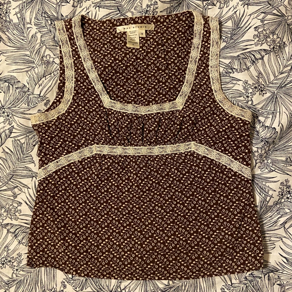 Max Studio Chocolate Floral Blouse